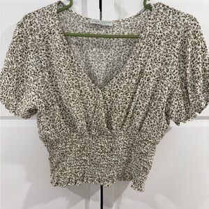 Green Floral Print Crop Top